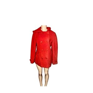 J LO Orange Wool Blend Hooded Pea Coat M